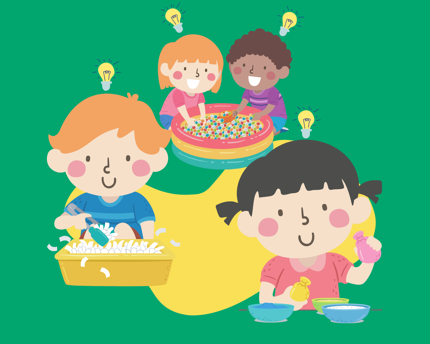 illustration of children doing sensory activities