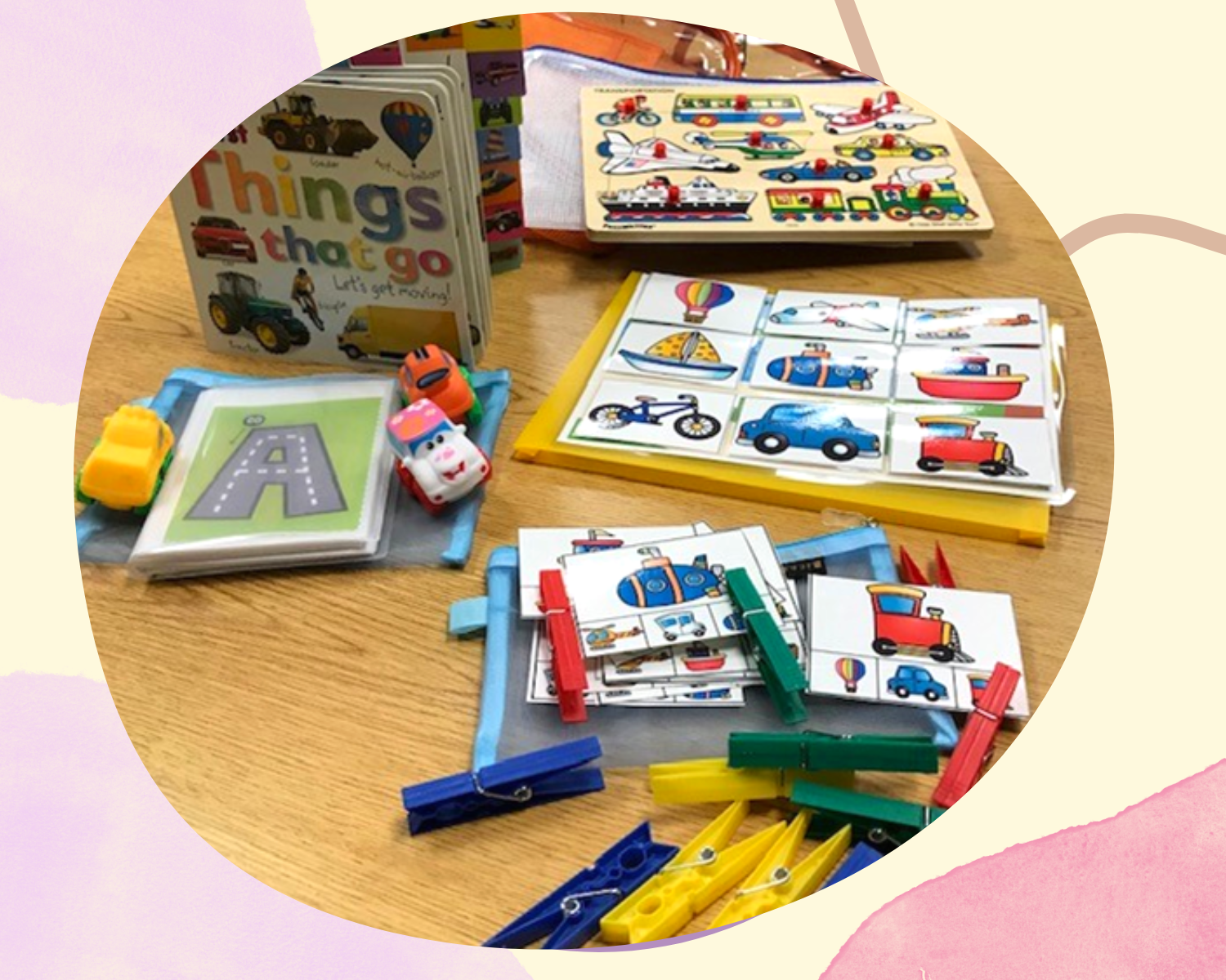 image of books and puzzles featuring cars