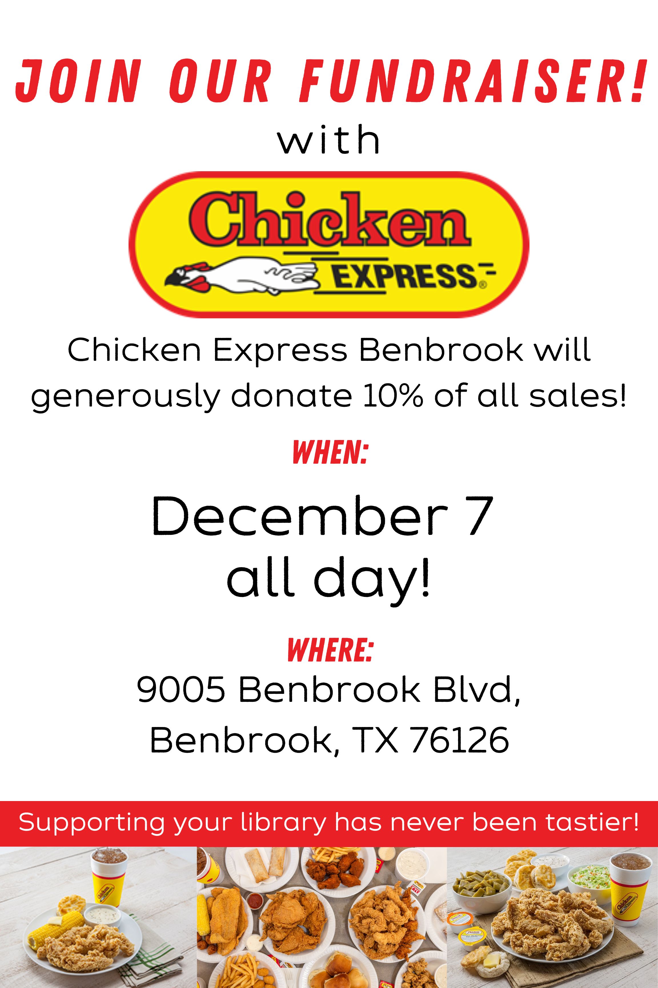 chicken express Benbrook fundraiser December 7 all day