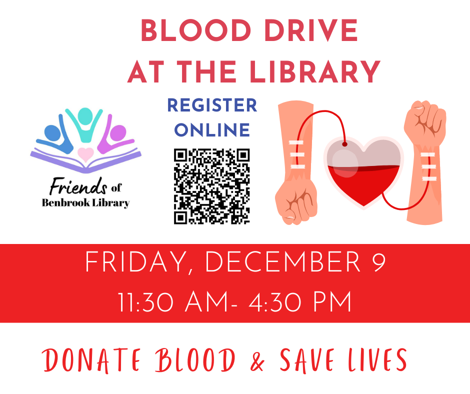 Blood Drive, December 9, 11:30 am to 4:30 pm, please register