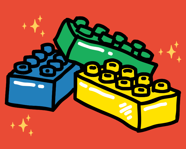 Illustration of three LEGO bricks