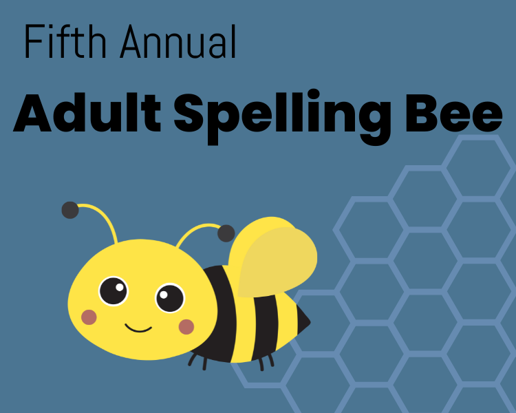 Adult spelling bee with bee and hive
