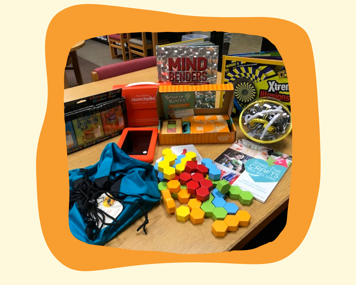 Photograph of themed manipulatives and books 