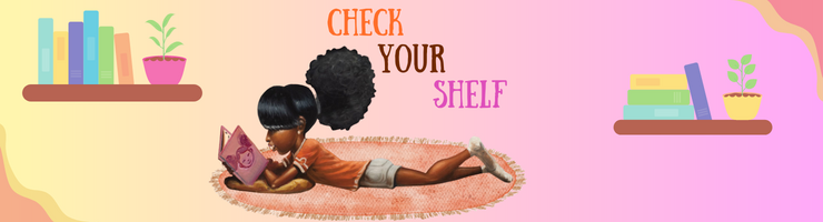 Check Your Shelf: illustration of a girl reading a book on a rug 