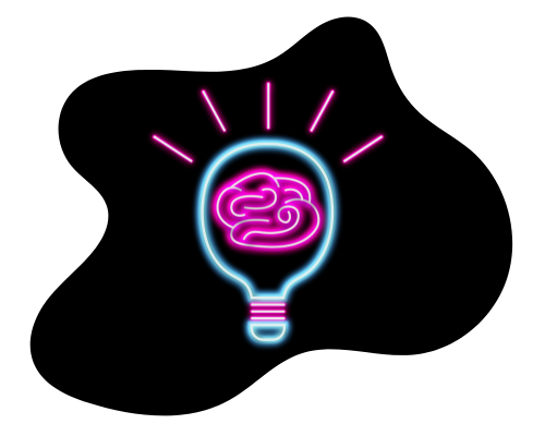 Illustration of a neon lightbulb with a brain inside