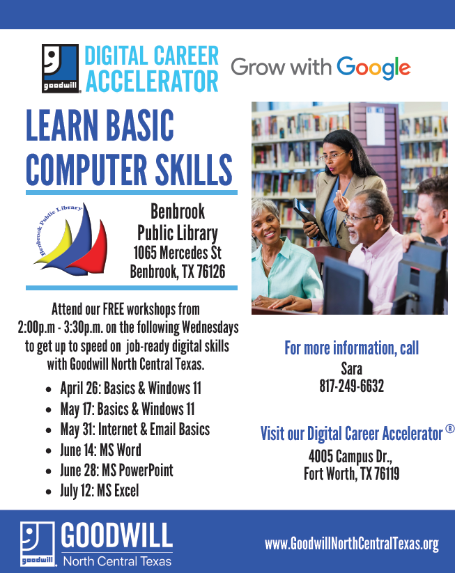 Goodwill Computer Classes Schedule April-July 2023