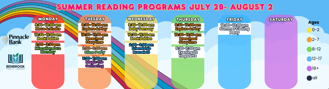 Summer Reading Programs July 28- August 2