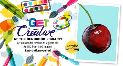 Get Creative at the Benbrook Public Library. Art classes for tweens, 9-12 years old. April 12th from 11am to noon. Registration Required. 