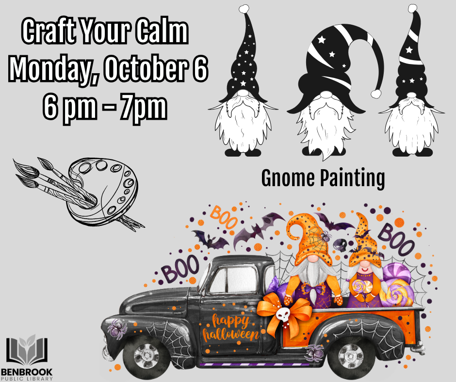 Craft Your Calm Gnome Painting, Monday, October 6, 6 to 7 pm, Registration required